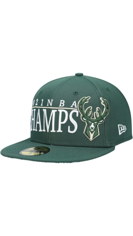 Milwaukee Bucks 2021 NBA Champs Retro Pop Undervisor New Era 59FIFTY Fitted Hat 7 1/4 - Hunter Green