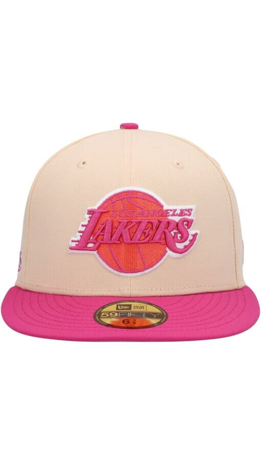 Los Angeles Lakers Passion Mango New Era 59FIFTY Fitted Hat 7 3/8 - Image 2