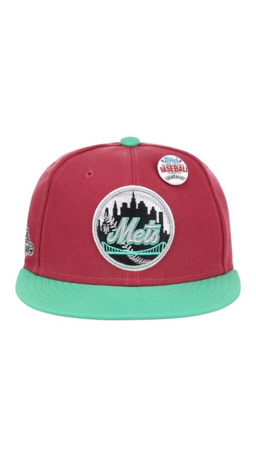 New York Mets MLB Topps Chrome 2022 Mitchell & Ness Fitted Hat 7 1/4 - Image 2