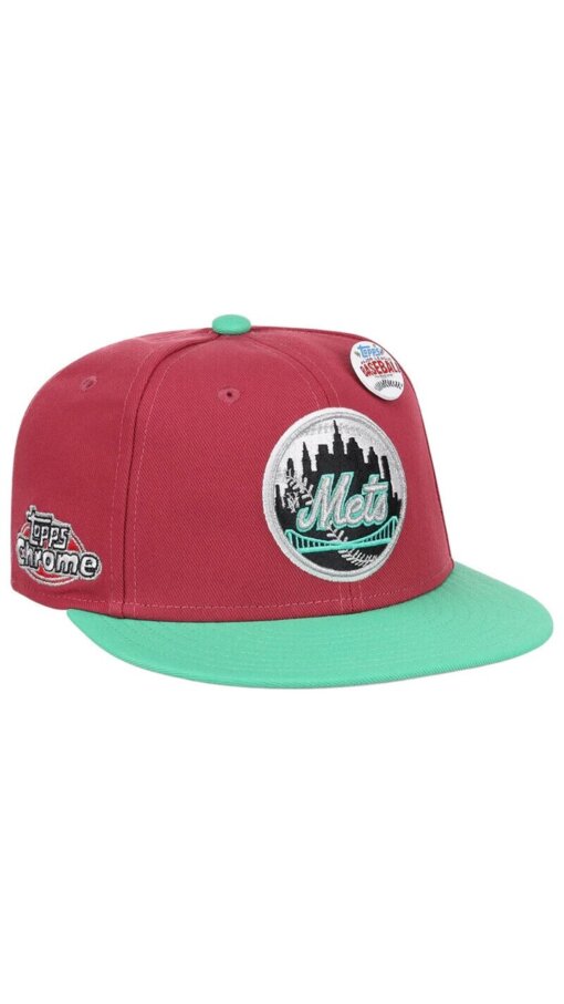 New York Mets MLB Topps Chrome 2022 Mitchell & Ness Fitted Hat 7 1/4 - Image 3