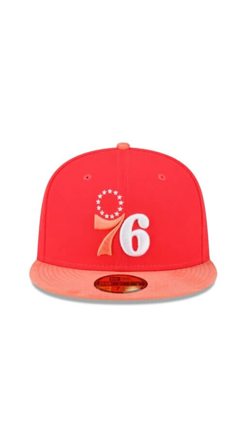 Philadelphia 76ers Tonal New Era 59FIFTY Fitted Hat 7 1/4 - Red/Peach - Image 2