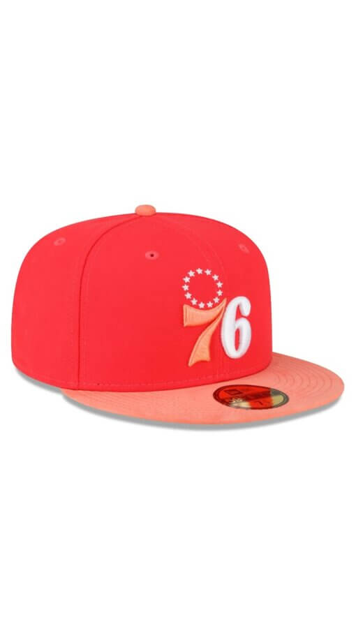 Philadelphia 76ers Tonal New Era 59FIFTY Fitted Hat 7 1/4 - Red/Peach - Image 3