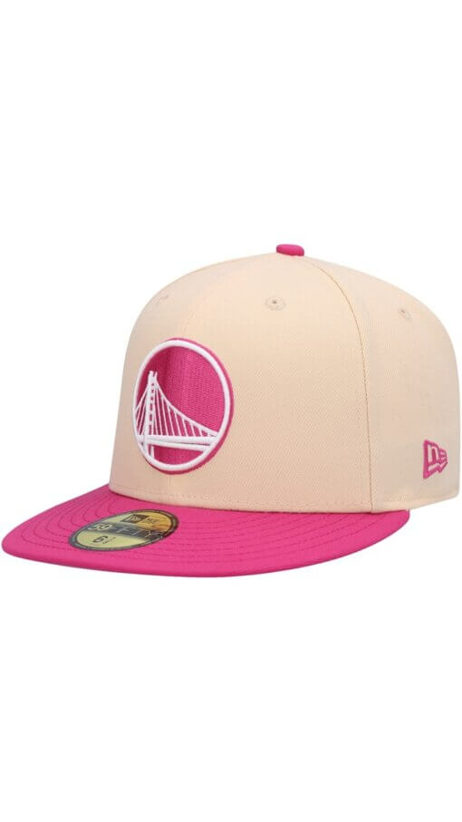 Golden State Warriors Passion Mango New Era 59FIFTY Fitted Hat 7 1/2 - Orange/Pink