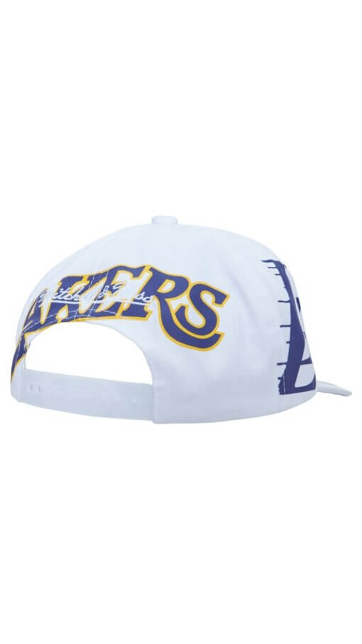 Los Angeles Lakers Hardwood Classics In Your Face Deadstock Mitchell & Ness Snapback Hat - White - Image 2