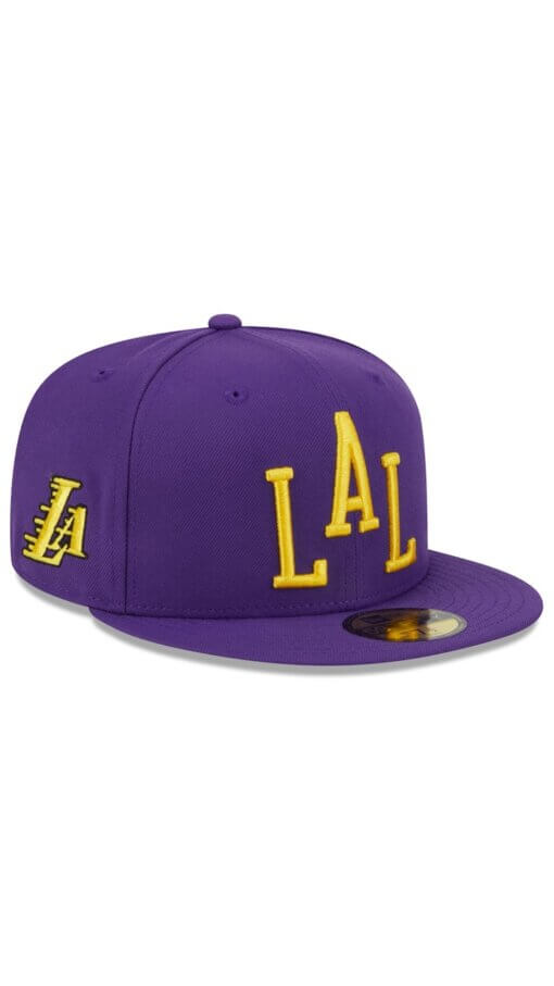 Los Angeles Lakers City Edition Alternate New Era 59FIFTY Fitted Hat 7 3/8 - Purple - Image 3