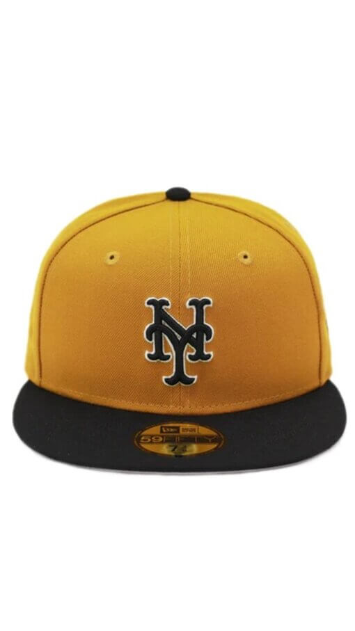 New York Mets Vintage Gold New Era 59FIFTY Fitted Hat 7 1/2 - Image 2