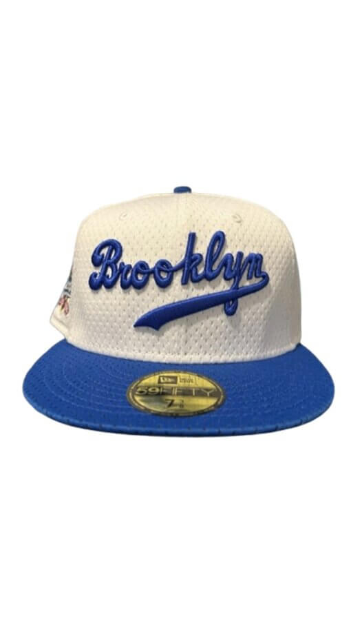 Brooklyn Dodgers Mesh 100th Anniversary New Era 59FIFTY Fitted Hat 7 1/2 – White/Royal