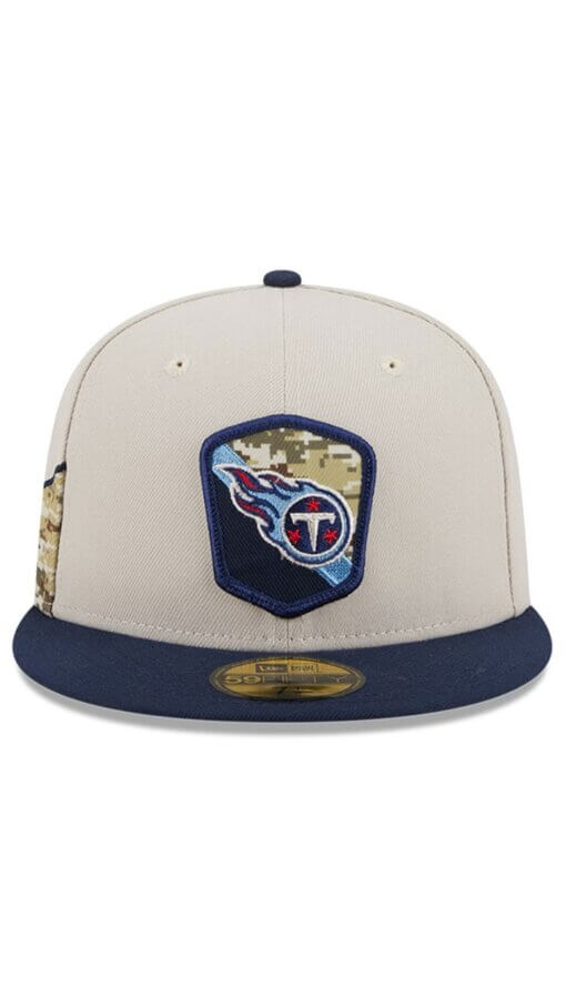 Tennessee Titans Salute To Service New Era 59FIFTY Fitted Hat 7 1/4 - Stone/Navy - Image 2