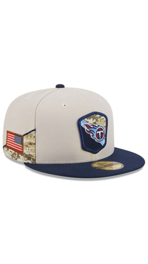 Tennessee Titans Salute To Service New Era 59FIFTY Fitted Hat 7 1/4 - Stone/Navy - Image 3