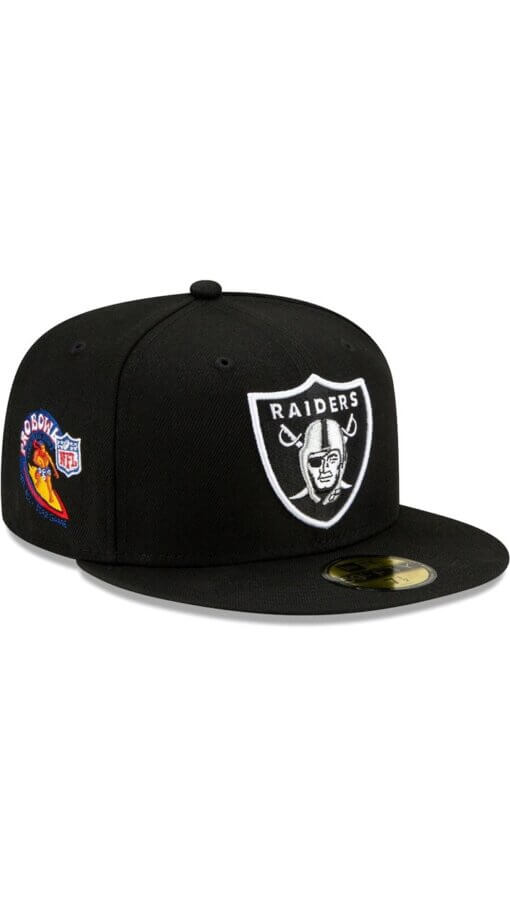 Las Vegas Raiders Pro Bowl New Era 59FIFTY Fitted Hat 7 3/8 – Black - Image 3