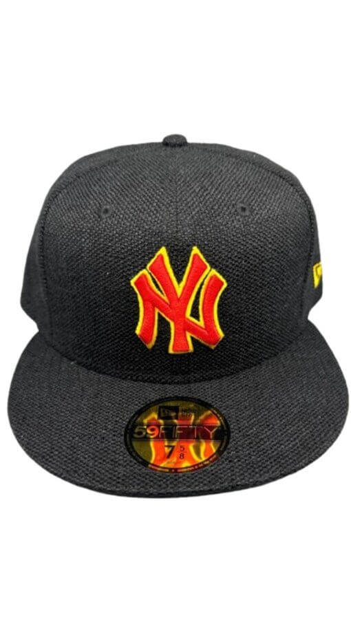 New York Yankees Black Hemp New Era Fitted Hat 7 3/8 - Image 2
