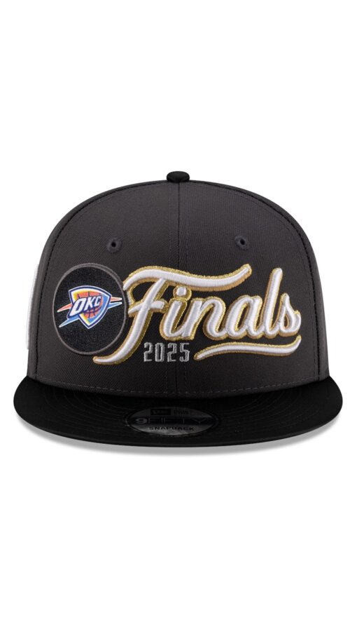 Oklahoma City Thunder 2025 Finals Locker Room New Era 9FIFTY Snapback Hat - Charcoal/Black - Image 2