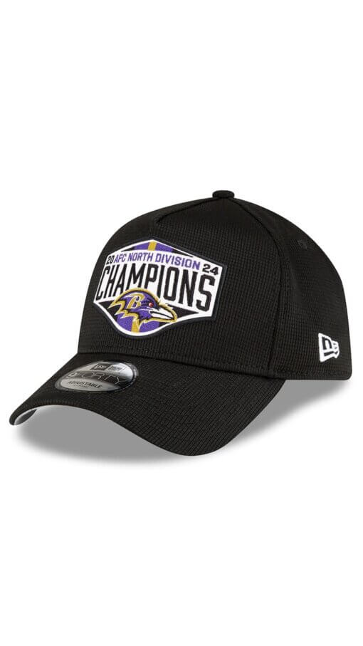 Baltimore Ravens 2024 AFC North Division Champions Locker Room New Era 9FORTY Adjustable Hat - Black