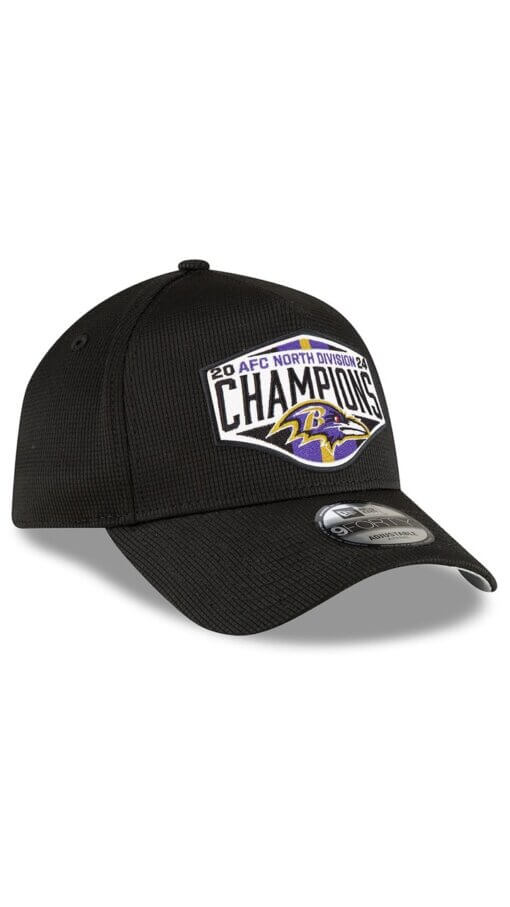 Baltimore Ravens 2024 AFC North Division Champions Locker Room New Era 9FORTY Adjustable Hat - Black - Image 3