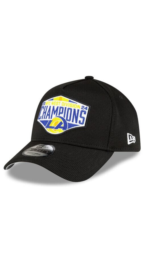 Los Angeles Rams 2024 NFC West Division Champions Locker Room New Era 9FORTY A-Frame Adjustable Hat - Black