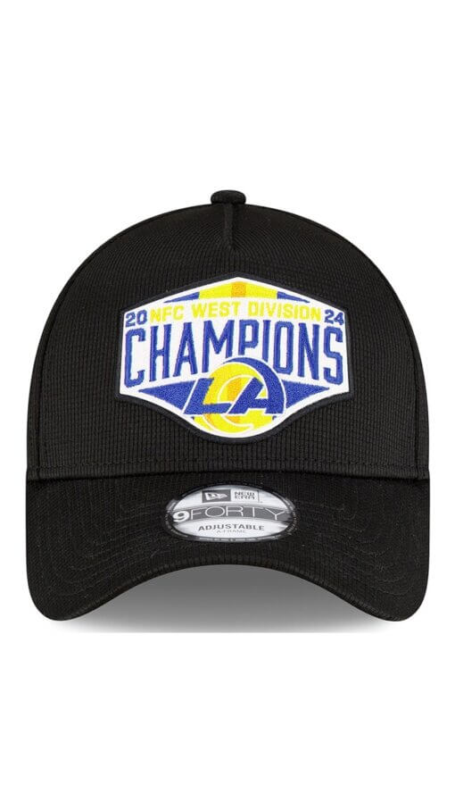 Los Angeles Rams 2024 NFC West Division Champions Locker Room New Era 9FORTY A-Frame Adjustable Hat - Black - Image 2
