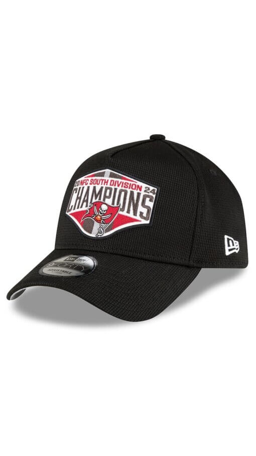 Tampa Bay Buccaneers 2024 NFC South Division Champions Locker Room New Era 9FORTY A-Frame Adjustable Hat - Black