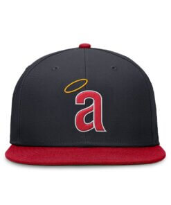 Alternative view of California Angels Rewind Cooperstown Nike True Performance Fitted Hat 7 3/8 - Navy/Red