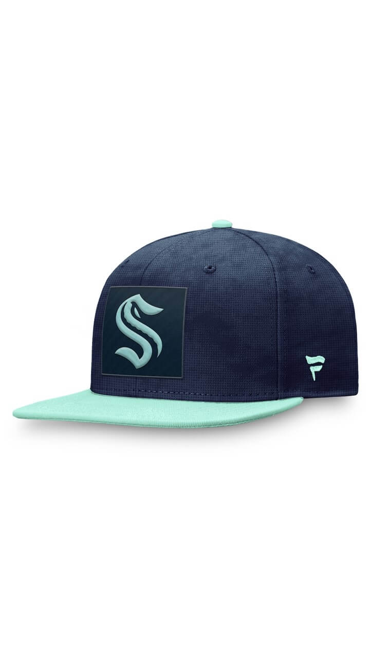 Seattle Kraken Authentic Pro Rink Fanatics Snapback Hat - Deep Sea Blue/Light Blue