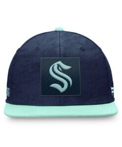Alternative view of Seattle Kraken Authentic Pro Rink Fanatics Snapback Hat - Deep Sea Blue/Light Blue