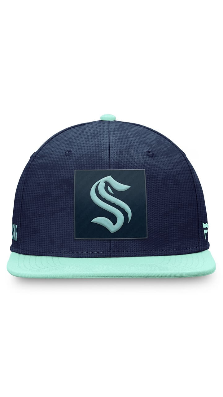Seattle Kraken Authentic Pro Rink Fanatics Snapback Hat - Deep Sea Blue/Light Blue - Image 2