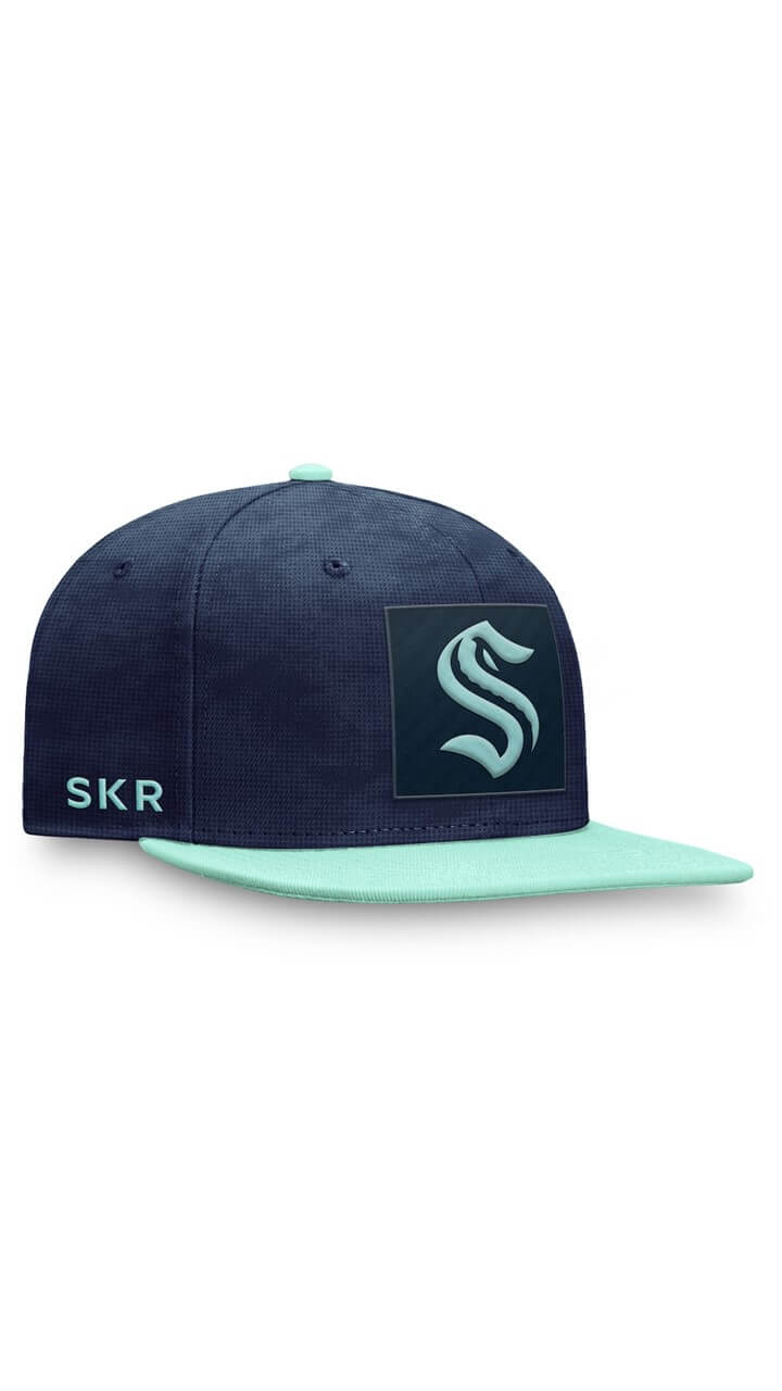 Seattle Kraken Authentic Pro Rink Fanatics Snapback Hat - Deep Sea Blue/Light Blue - Image 3