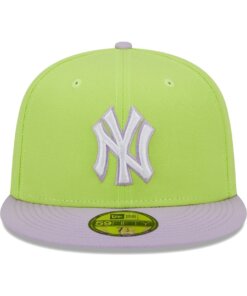 Alternative view of New York Yankees Spring Color Two-Tone New Era 59FIFTY Fitted Hat 7 3/8 - Neon Green/Lavender