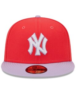 Alternative view of New York Yankees Spring Color Two-Tone New Era 59FIFTY Fitted Hat 7 3/8 - Red/Lavender
