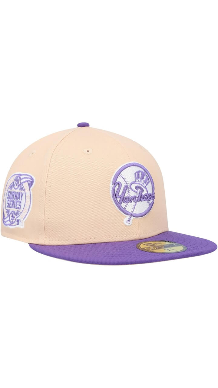 New York Yankees Subway Series New Era 59FIFTY Fitted Hat 7 1/8 - Peach/Purple - Image 3
