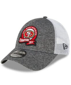 San Francisco 49ers 2022 NFC West Division Champions Locker Room New Era 9FORTY Adjustable Hat - Heather Gray