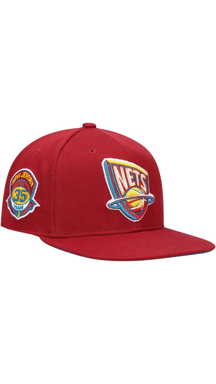 New Jersey Nets Hardwood Classics Mitchell & Ness Fitted Hat 7 1/8 - Red - Image 4