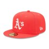 Athletics Lava Highlighter Logo New Era 59FIFTY Fitted Hat 7 3/8 – Red