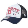 Boston Red Sox Retro Wordmark New Era 9FORTY A-Frame Trucker Adjustable Hat - White